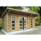 Abri en bois 19m² isolation parois 100mm traité marron Gardy Shelter Ma boutique